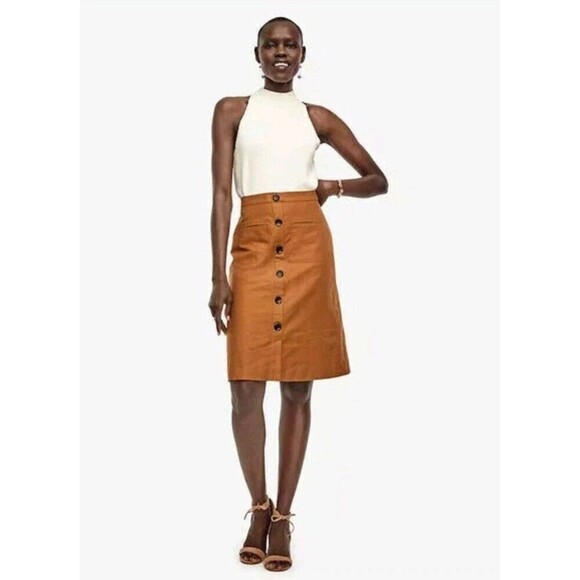 NWOT Banana Republic 6P Rust Brown Sugar Linen Pocket Skirt $89 Boho New 129 - Picture 1 of 9